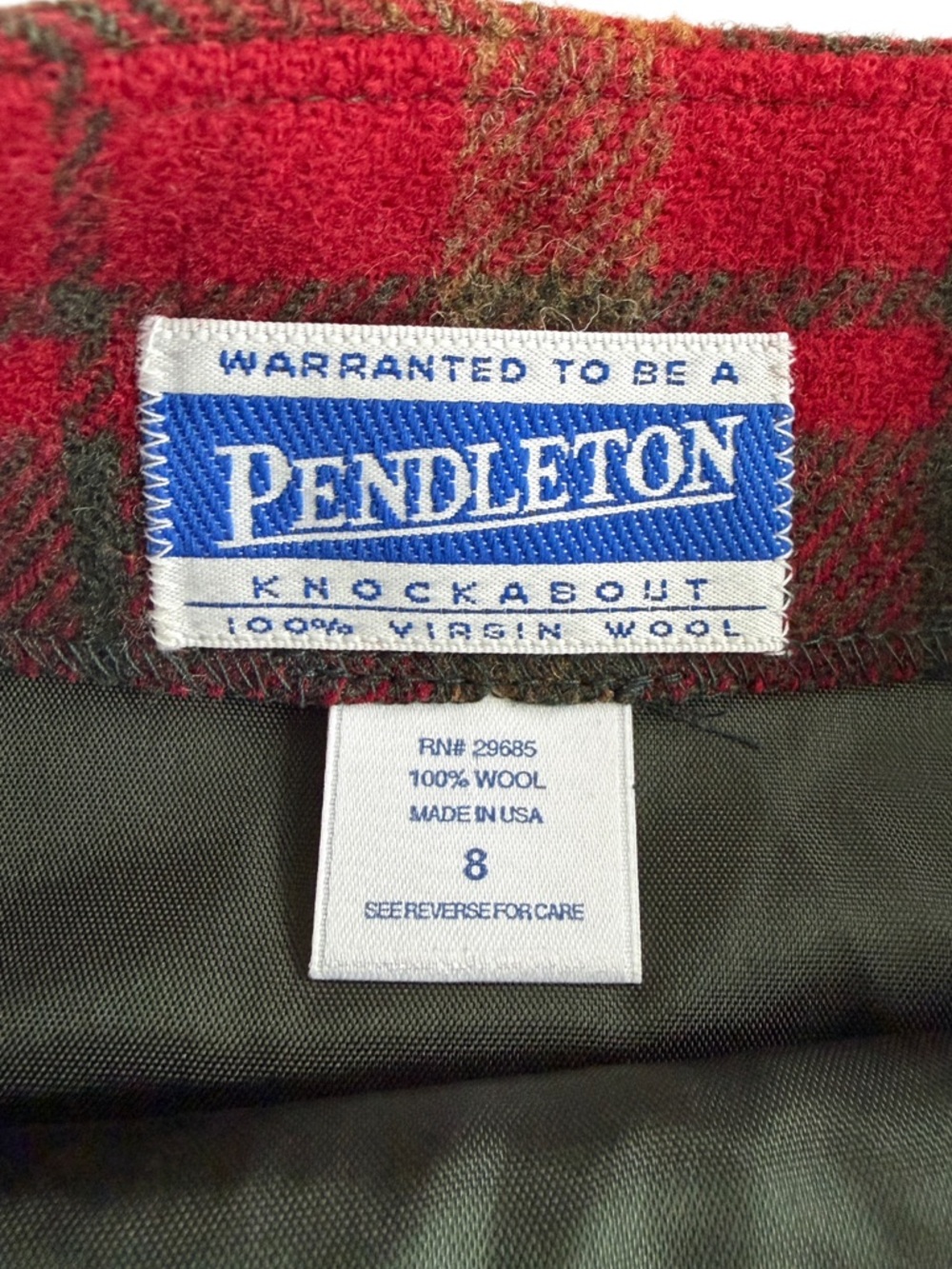 Vintage 80s Pendleton Size 8 Knockabout 100% Wool Red Green Plaid Wrap Skirt USA - Picture 9 of 9